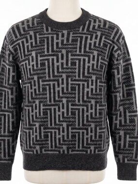 Truth Geometric Maze Pattern Crewneck Knit Sweater Small